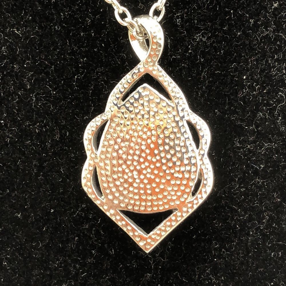 Lovely silver necklace w/purple stone surrounded with clear crystals. 10” chain - Picture 6 of 6